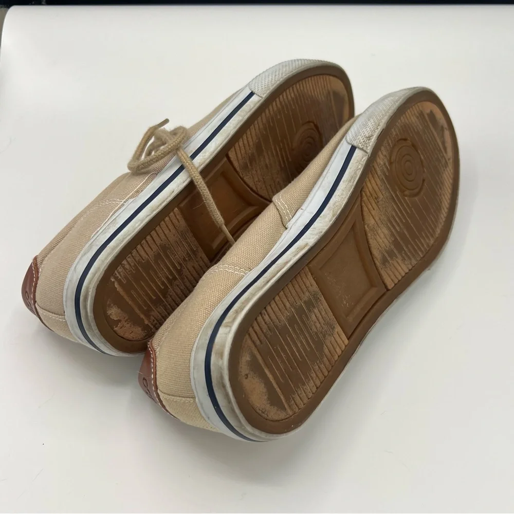 Polo Ralph Lauren Mens Tan Canvas Sneakers Leather Lace Up‎ Low Top Vaughn 7